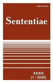 Обкладинка для SENTENTIAE, Том XXXІX, № 1, 2020